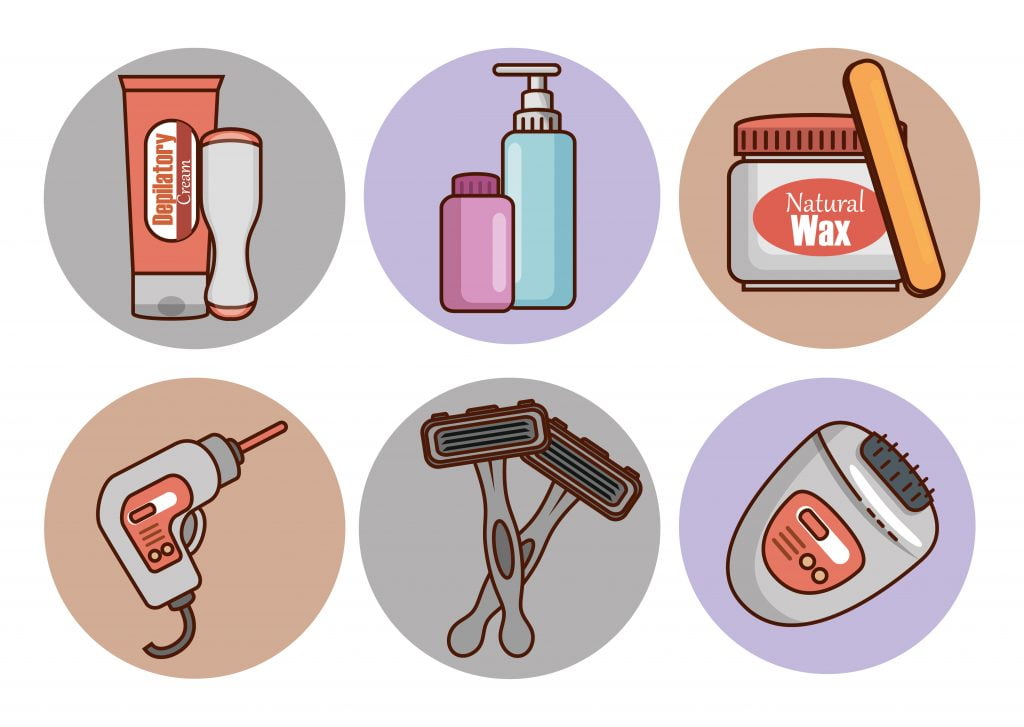 hair removal set products vector illustration design